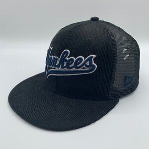 New York Yankees MLB Black Corduroy New Era Snapback Trucker Hat New